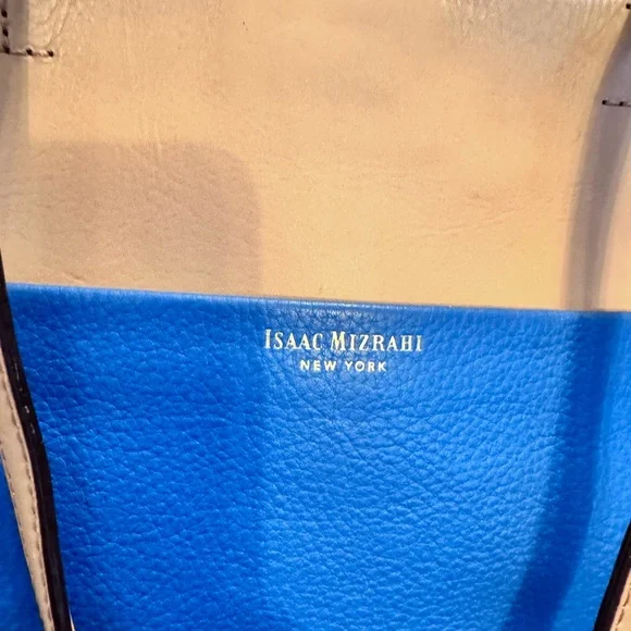 Isaac Mizrahi Blue and Tan Tote Bag - Picture 3 of 11
